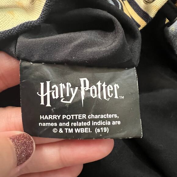 Harry Potter Hufflepuff House Block Pattern Knapsack Backpack Adjustable Straps - Picture 8 of 10